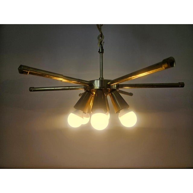 Mid-Century Brass Chandelier, 1970s For Sale - Image 11 of 17