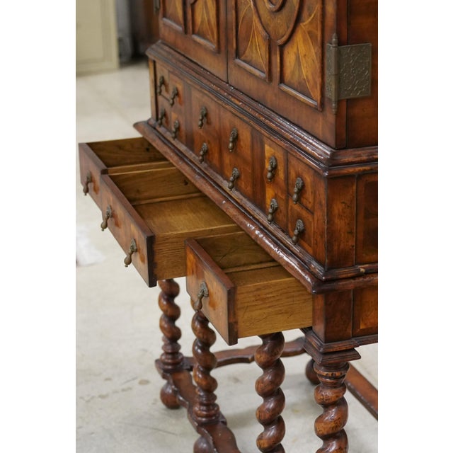 Jonathan Charles Secretary Windsor Collection William and Mary Walnut Cabinet on Stand With Oyster Veneers 20th C For Sale - Image 10 of 15