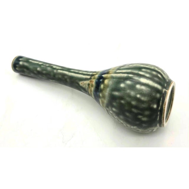 Kari Christensen Mid 20th Century Scandinavian Faience Ceramic Bud Vase For Sale - Image 4 of 8