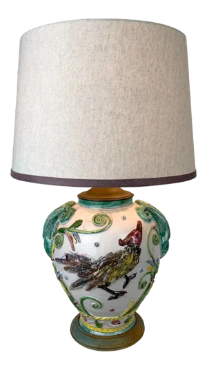 Vintage Painted Italian Rooster Lamp