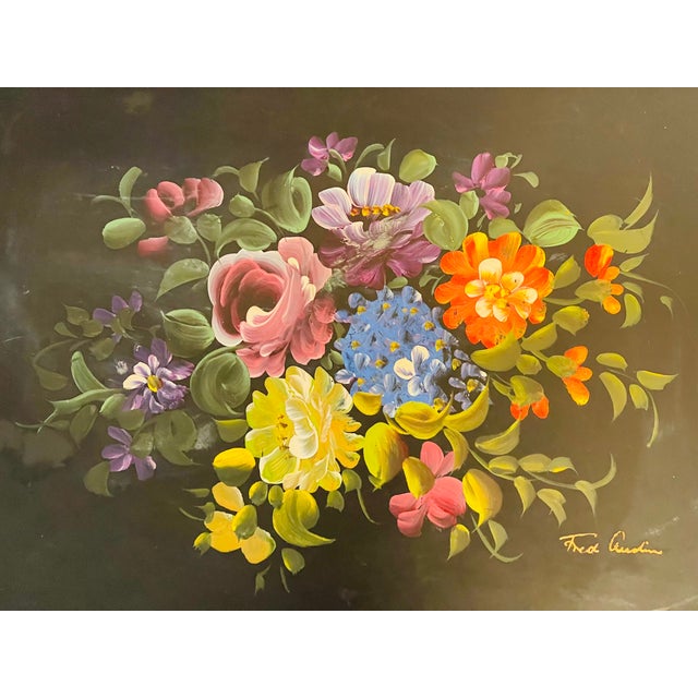American Antique American Signed Large Reticulated Tole Tray For Sale - Image 3 of 6