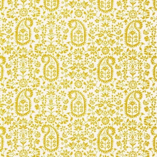 Sample- Schumacher Kalika Paisley Print Fabric in Citron For Sale