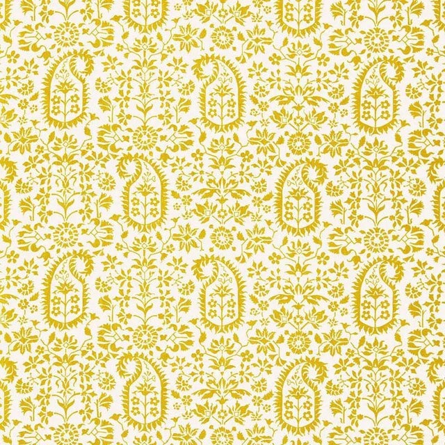 Sample- Schumacher Kalika Paisley Print Fabric in Citron For Sale