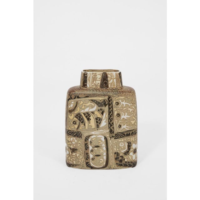 Beige Sculptural Faience Vase from Royal Copenhagen with Decorations, 1960s For Sale - Image 8 of 8