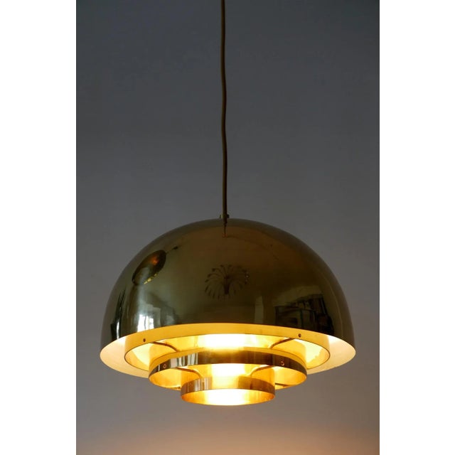 Gold German Brass Pendant Lamp from Vereinigte Werkstätten Collection, 1960s For Sale - Image 8 of 17
