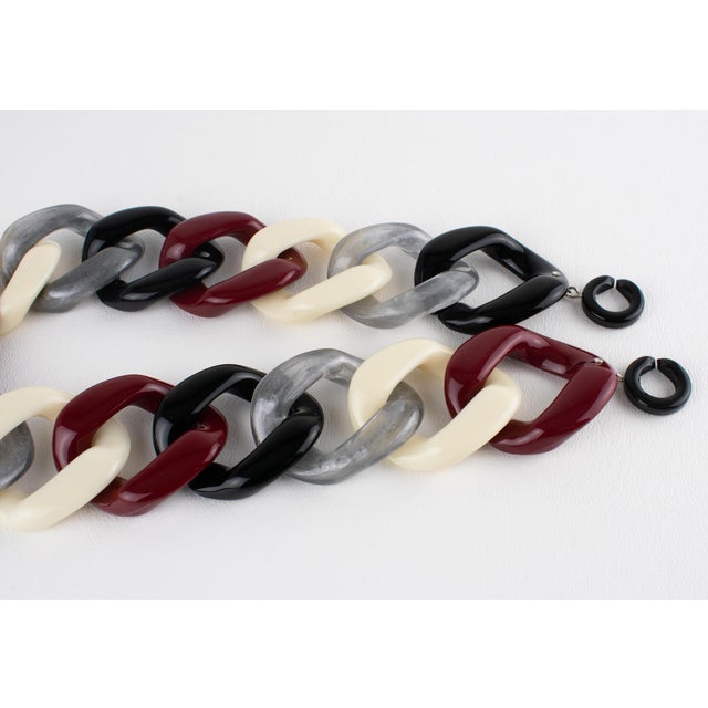 Plastic Angela Caputi Italy Choker Necklace Massive Silver, Black, Red Resin Chain For Sale - Image 7 of 9