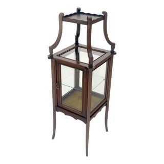 Victorian c1900s 360 Degree Center Vitrine Display Cabinet Showcase Clean! For Sale