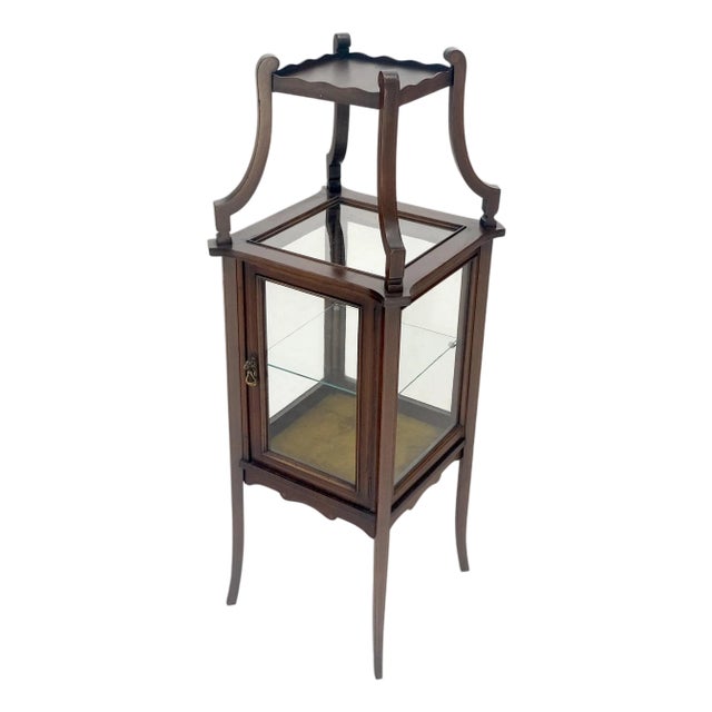 Victorian c1900s 360 Degree Center Vitrine Display Cabinet Showcase Clean! For Sale