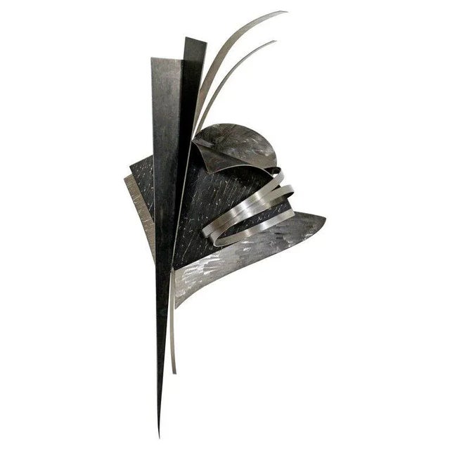 1990s Vintage Contemporary Signed Steel Metal Wall Sculpture by Christiane Martens For Sale - Image 10 of 10