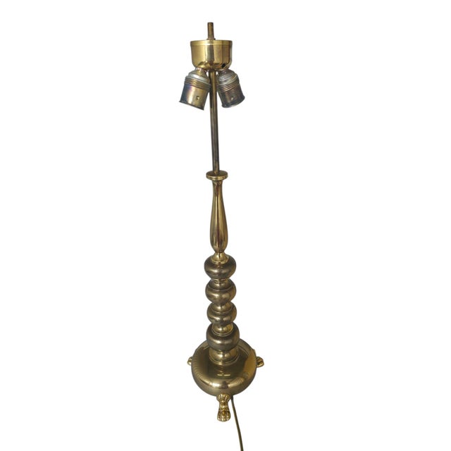 1970s Brass Table Lamp with Lions Feet in the style of Stiffel, 1970s For Sale - Image 5 of 14