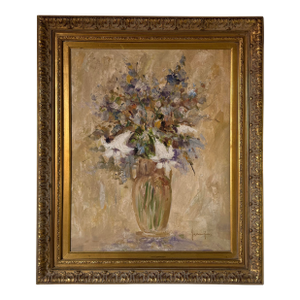 1980s Vintage Impressionist Bouquet- Still Life Floral Oil Painting by Jennifer