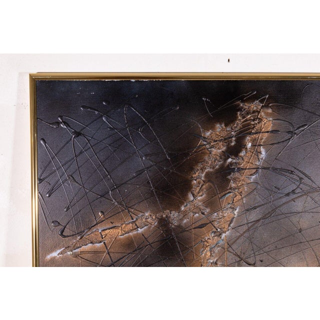 Ellen Loerwald Flashes at Midnight Modern Mixed Media Painting on Board Framed For Sale - Image 9 of 11
