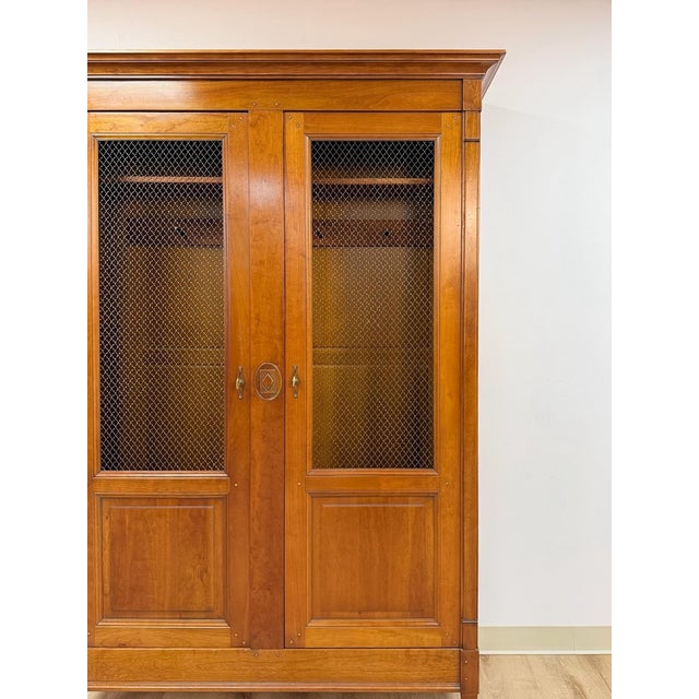 Grange Vintage Wardrobe Grange French Antique Style Locking Bronze Dowel Armoire For Sale - Image 4 of 14