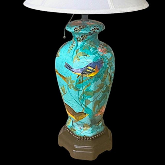 Vibrant William Morris art nouveau vibe decoupage jar style ceramic table lamp. This has been professionally finished...