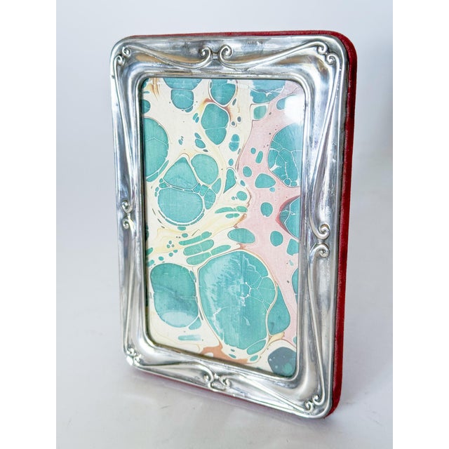 English Vintage Sterling Silver Repoussé Picture Frame, Velvet Back For Sale - Image 3 of 9