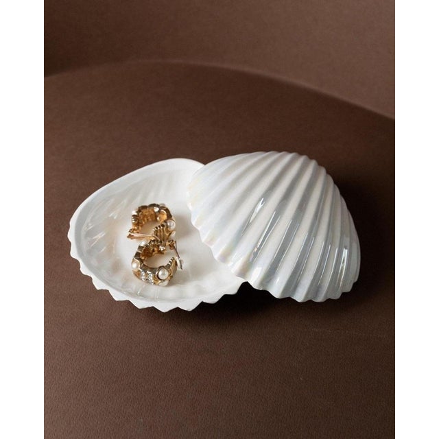 Gold Vintage Ceramic Shell Bowl by Alberto Tomassini, 1980s For Sale - Image 8 of 13