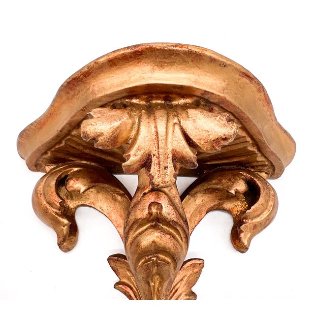 Mid 20th Century Vintage Italian Florentine Gold Gilt Wood Wall Bracket – Mid-20th Century, Hollywood Regency, Old World Charm For Sale - Image 5 of 13