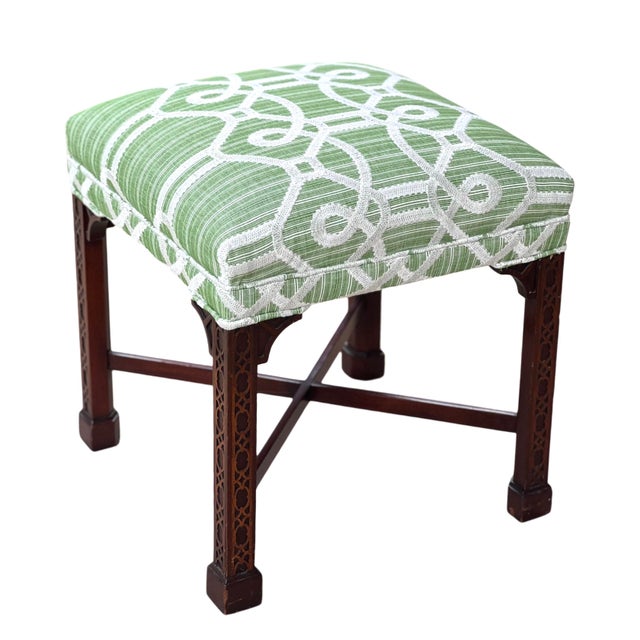 1990s Chinese Chippendale Bench in Schumacher “Ziz” For Sale In Houston - Image 6 of 8