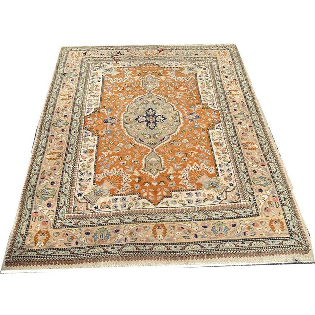 Red Vintage 5' X 6' Decorative Persian Tabriz Area Rug For Sale - Image 8 of 10