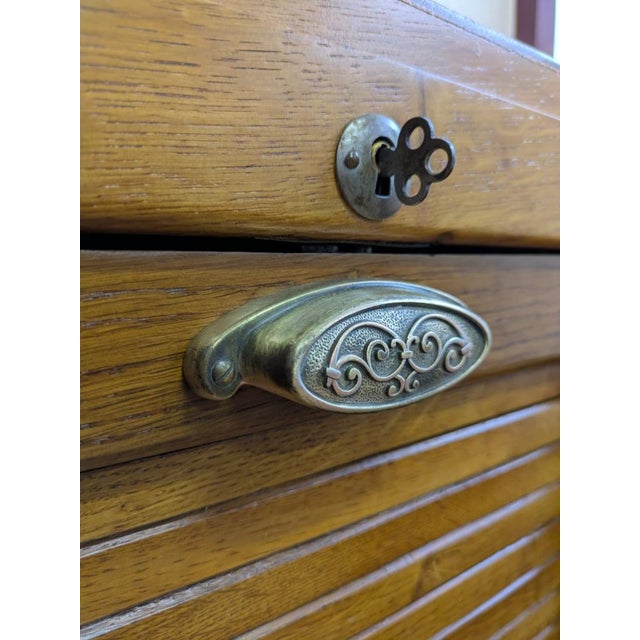 Brown Antique File Cabinet with Sliding Doors, High-End, Single Unit, France, 1930s For Sale - Image 8 of 14