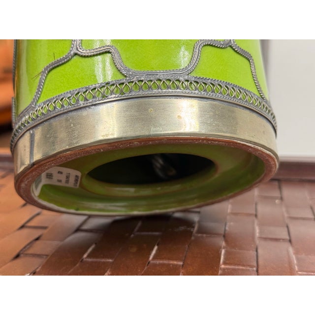 Anthropologie Lime Green Ceramic Filigree Table Lamp For Sale - Image 11 of 11