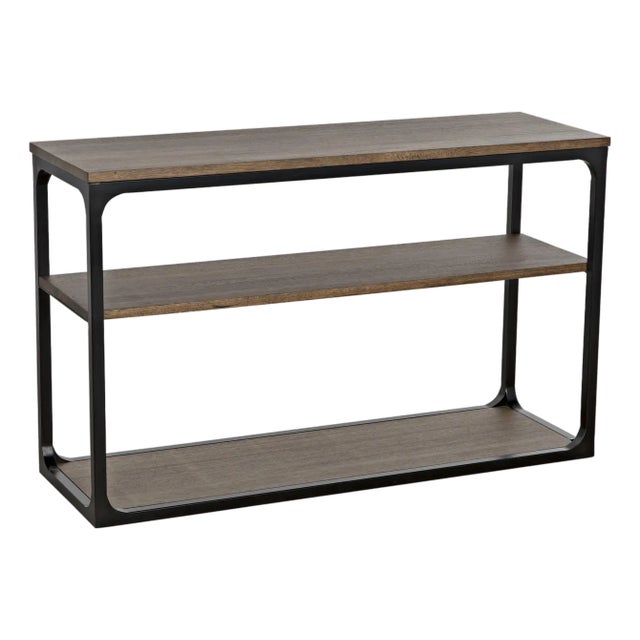 NOIR Novie Console, Small, Black Iron with Dark Walnut For Sale