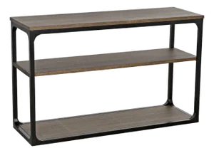 NOIR Novie Console, Small, Black Iron with Dark Walnut
