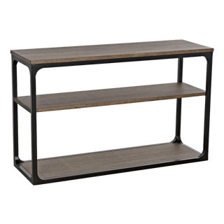 Novie Console, Small, Black Iron with Dark Walnut For Sale
