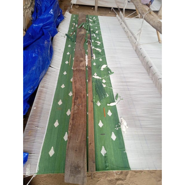 Handmade Cotton Fleur Rug, Forest Green and White Dhurrie - 4'x6' For Sale - Image 11 of 12