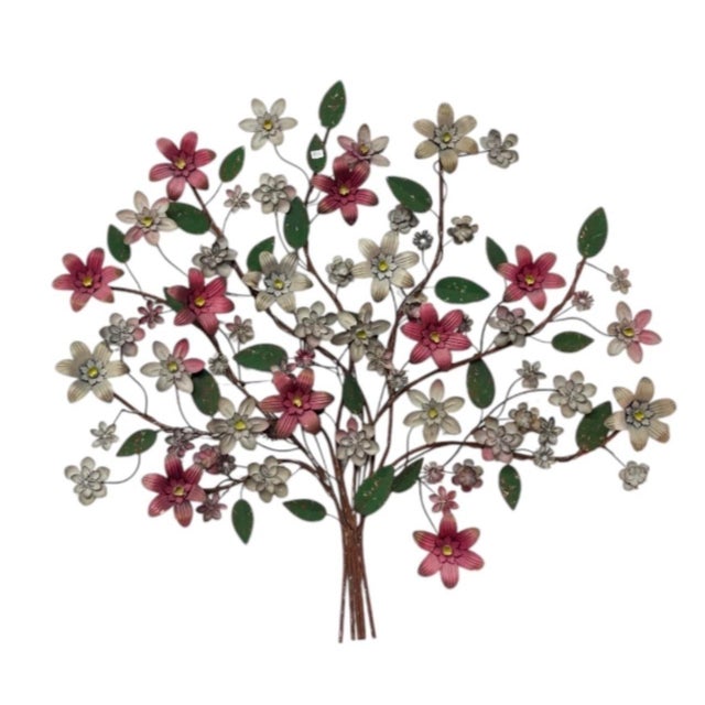 Traditional Vintage Metal Floral Tree Wall Sculpture For Sale - Image 3 of 12