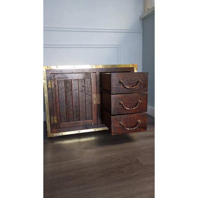 Coffee Late 20th Century Habersham Wooden Plantation Campaign Trunk For Sale - Image 8 of 14