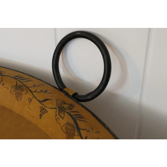 Mid-Century Italian Tole Tray Table in Yellow With Pastoral Figural Scene For Sale - Image 9 of 14