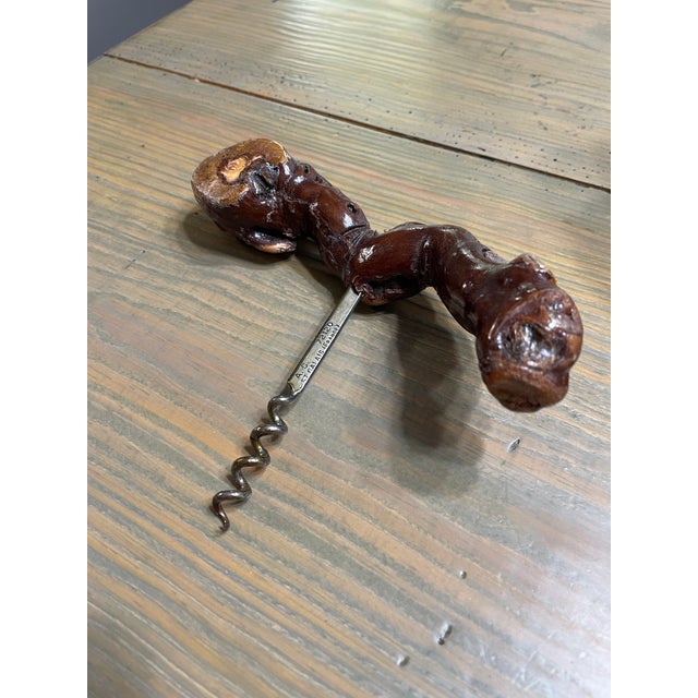 A unique handcrafted French Grapevine Corkscrew, c. Mid 20th Century. Made in Saint-Calais, France by the A.C./Bernard...