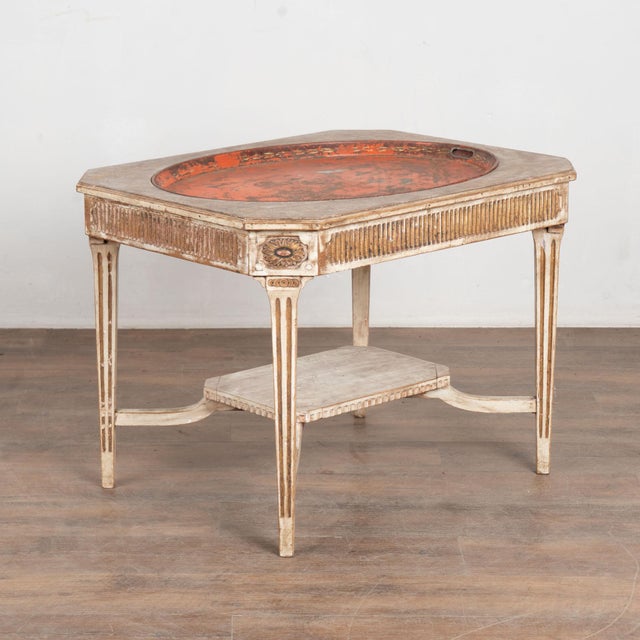Late 19th Century Gustavian Style Gray Painted Tray Top Side Table For Sale - Image 14 of 14