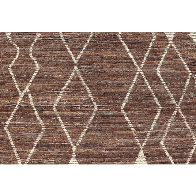2020s Modern Casual Afghan Tribal Rug in Wool With Abstract Design in Browns and Ivory For Sale - Image 10 of 13