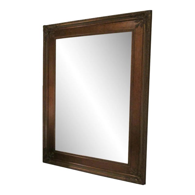 Vintage Late 20th Century Large Gold Beveled Floor Mirror For Sale