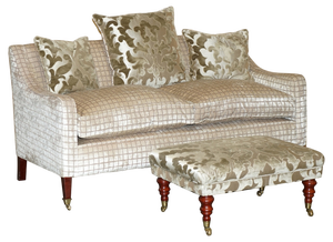 Set of Handmade Fabric Upholstered Sofa & Footstool, England