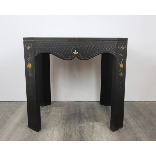 vintage hand painted gold chinoiseries square side table. 28” * 28" * 25