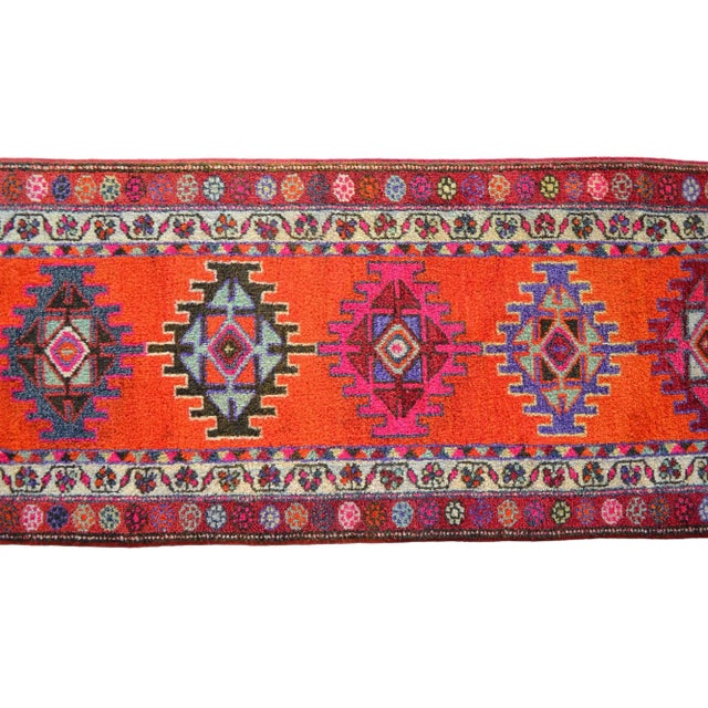 Shimmery Turkish Runner Rug. Hand-Knotted Tribal Extra Long Halway Rug Kitchen Decor - 2′9 × 13′8″ For Sale - Image 12 of 16