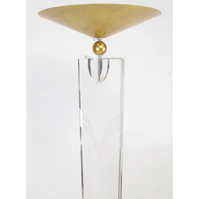 Pair of 1980s Art Deco Revival Lucite Torchieres by Hivo Van Teal For Sale In Chicago - Image 6 of 9