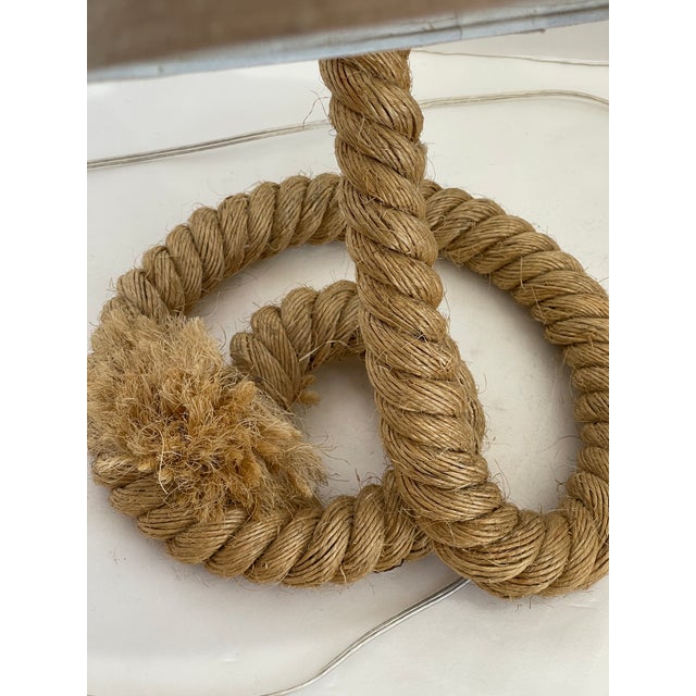 Textile French Large Rope Table Lamp, Adrien Audoux & Frida Minet Style For Sale - Image 7 of 10