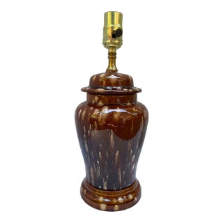 Small Glazed Ginger Jar Lamp For Sale