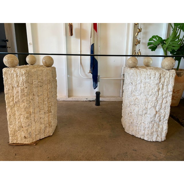 Postmodern 1980s Natural Mactan Stone Dining Table For Sale - Image 3 of 5