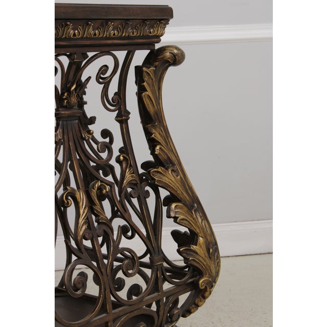Designer Metal Base Leather Top Console Table For Sale - Image 17 of 18