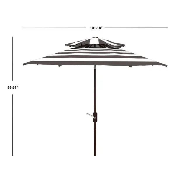 Not Yet Made - Made To Order Outdoor Iris Fashion Line 9ft Double Top Umbrella - Grey/White For Sale - Image 5 of 8