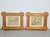 Brutalist Chinese Hand-Painted Silk Artworks in Oak Frames, 1950s, Set of 2 For Sale - Image 3 of 9
