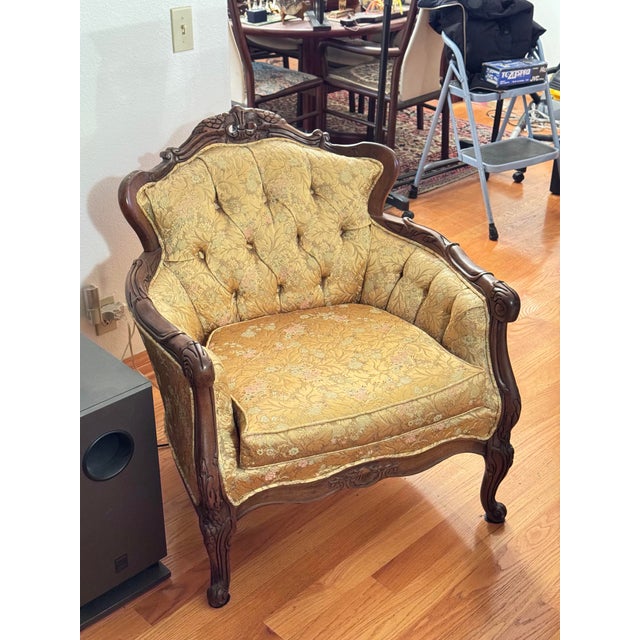 Vintage French Provincial/Louis XV Style Carved Wood Sofa and Armchairs – Set of 3 For Sale - Image 12 of 12