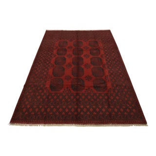 Turkmen Rug 8’3” X 10’8” Red Wool Vintage Tribal Hand-Knotted Oriental Carpet For Sale