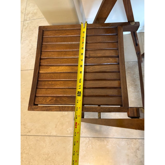 A Pair of Vintage Mid-Century Wooden Slatted Folding Chairs For Sale - Image 9 of 12