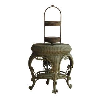 Victorian Rattan Side Table, 1900s For Sale